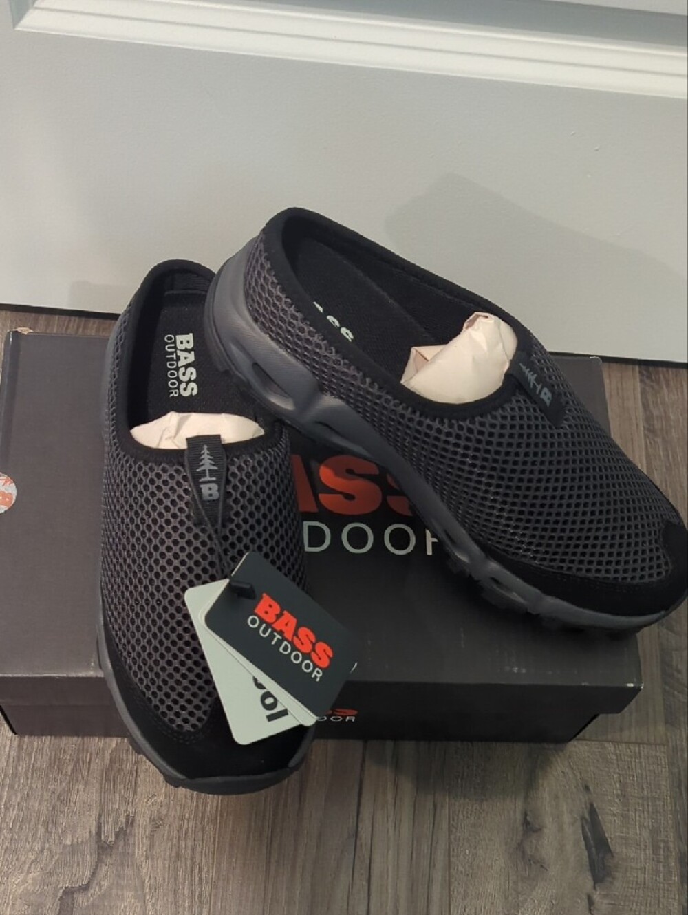 Bass Outdoor Black/Slate Gray Aqua Mesh Slides MSRP $79